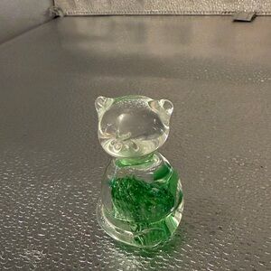Green Glass Cat Figurine